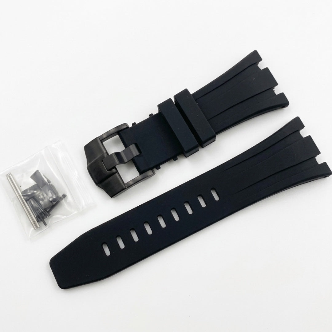 Seikoak rubber strap in black with black buckle