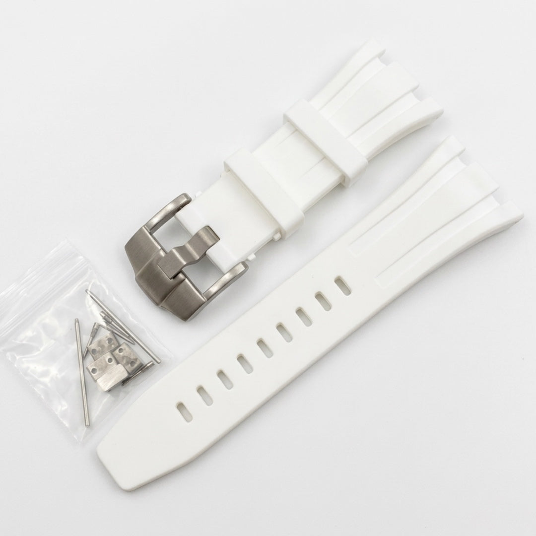 Seikoak rubber strap in white with steel buckle