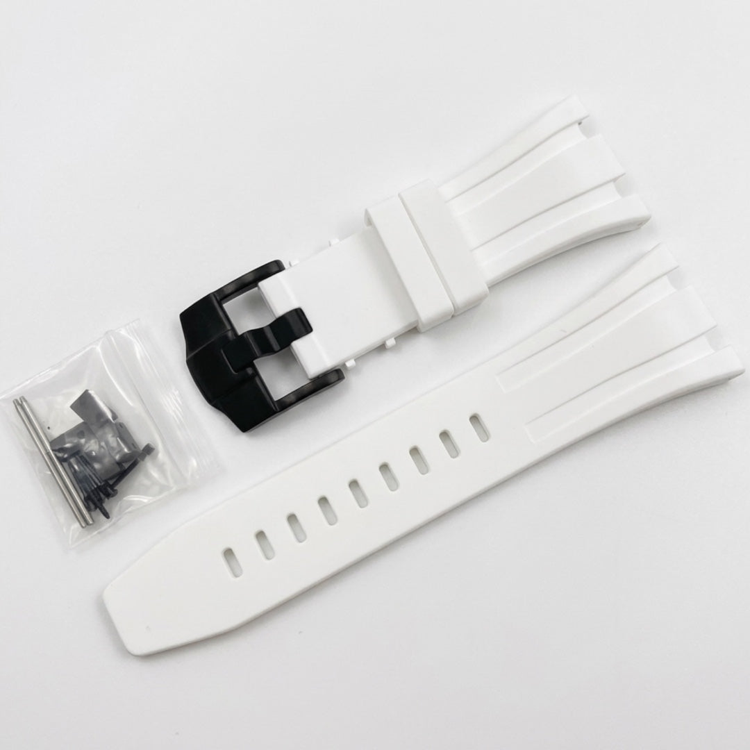 Seikoak rubber strap in white with black buckle