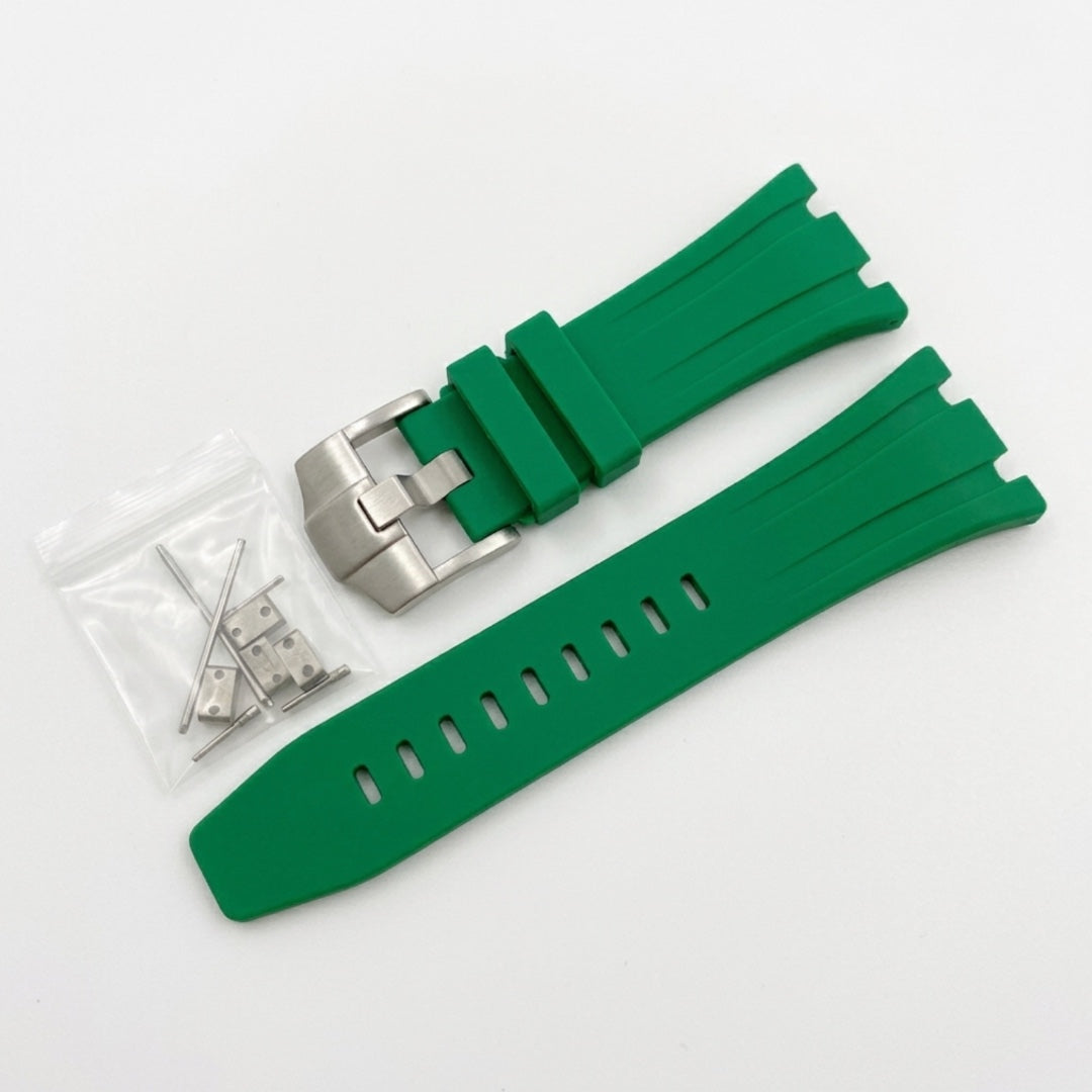 Seikoak rubber strap in green with steel buckle
