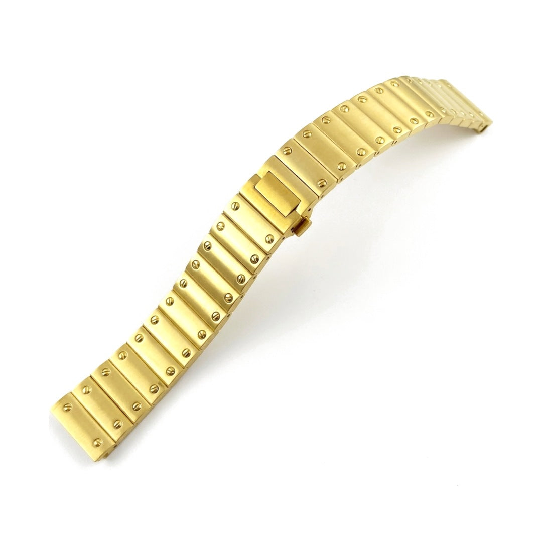 Santeiko Santos-style screw-link watch bracelet in yellow gold | The Golden Mods