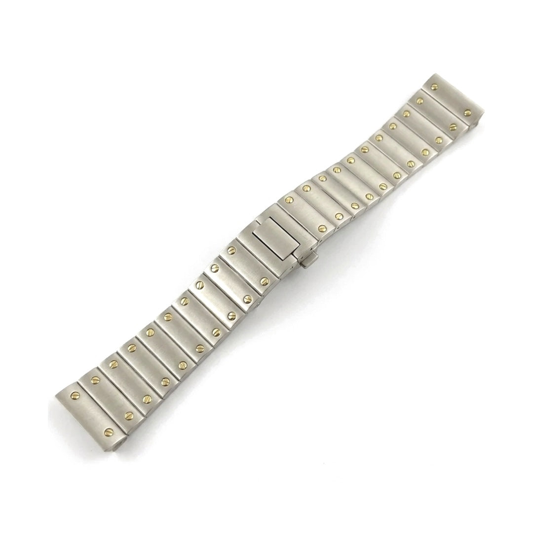 Santeiko Santos-style screw-link watch bracelet in stainless steel with yellow gold screws | The Golden Mods