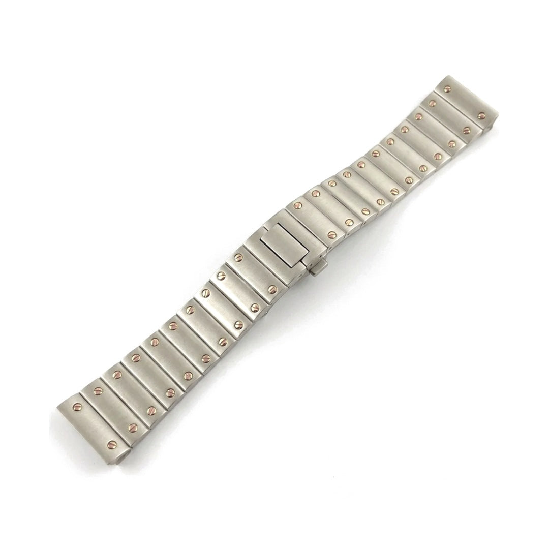 Santeiko Santos-style screw-link watch bracelet in stainless steel with rose gold screws | The Golden Mods