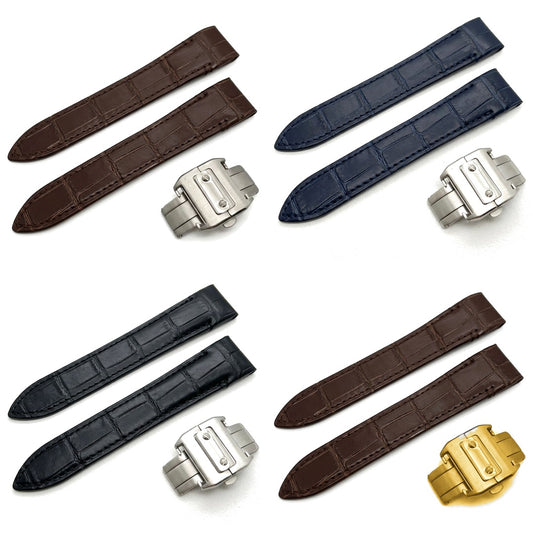 Santeiko alligator-embossed leather watch straps in brown, navy blue and black | The Golden Mods