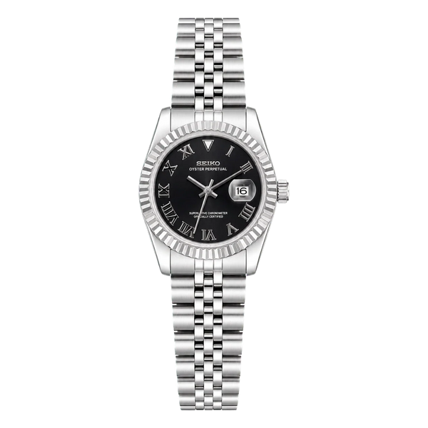 Ladyjust | Schwarzes römisches Zifferblatt