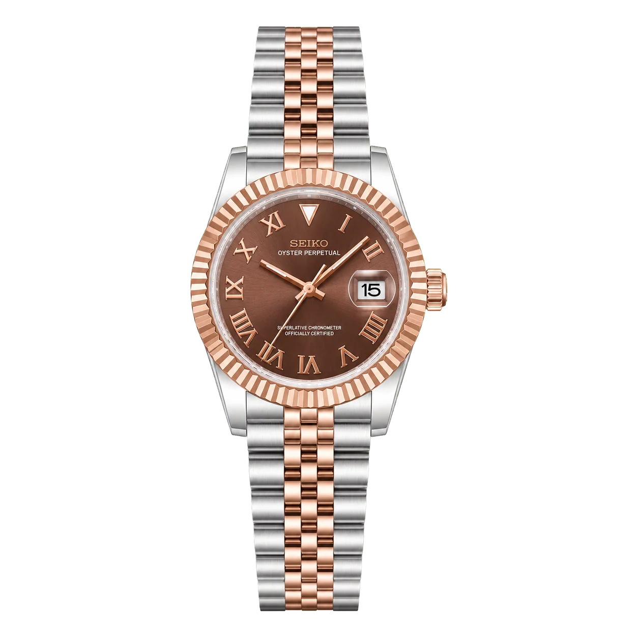 Ladyjust | Two-Tone Chocolate Roman Dial