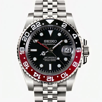 GMTeiko Coke Seiko mod watch – black dial, dial close-up
