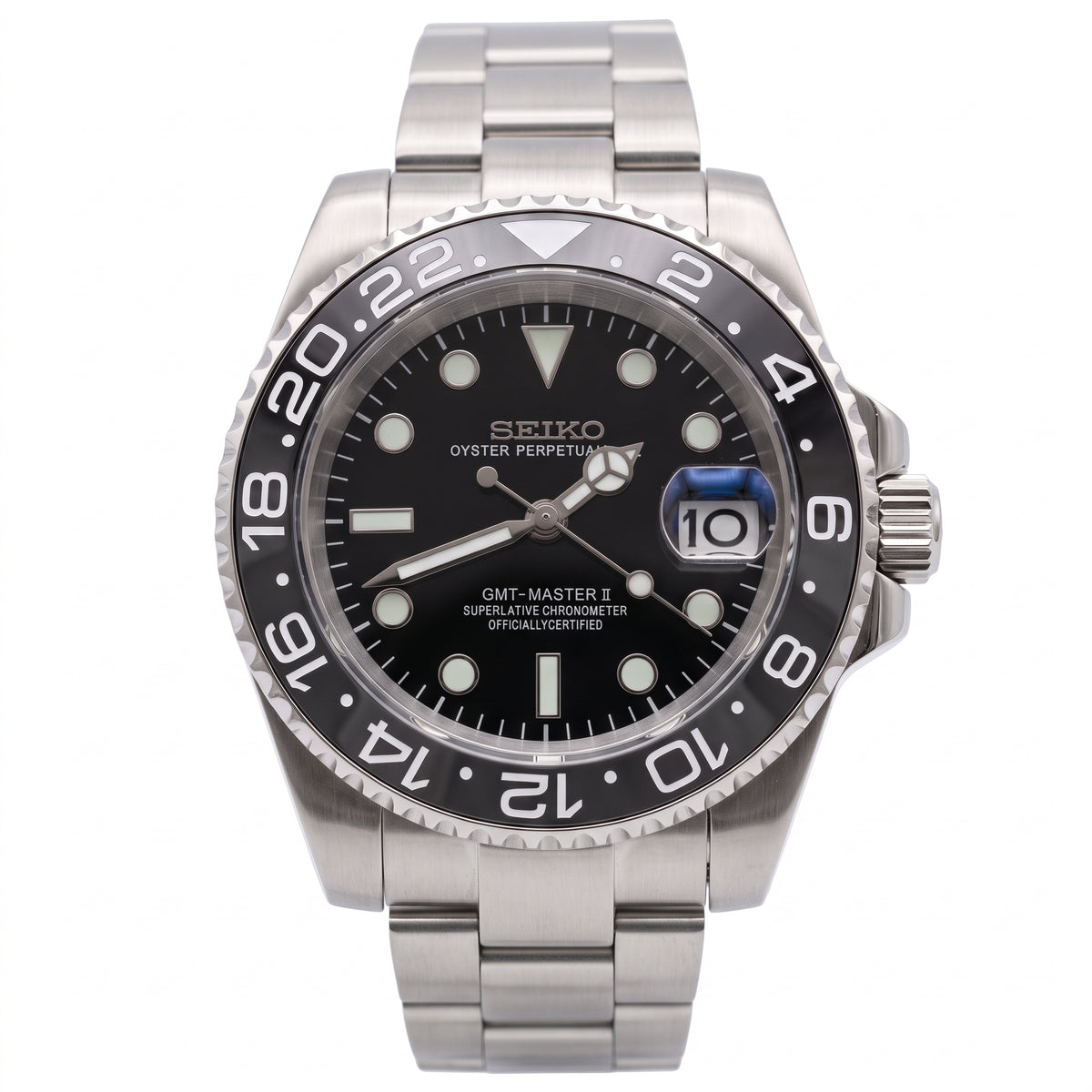 Seikomariner Black II Seiko mod watch – Oyster bracelet