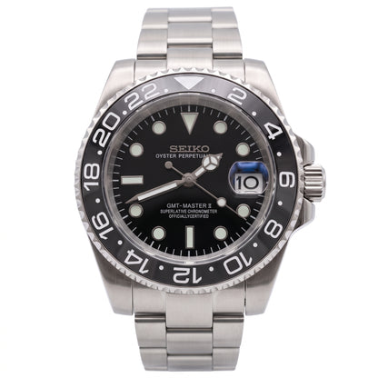 Seikomariner Black II Seiko mod watch – Oyster bracelet