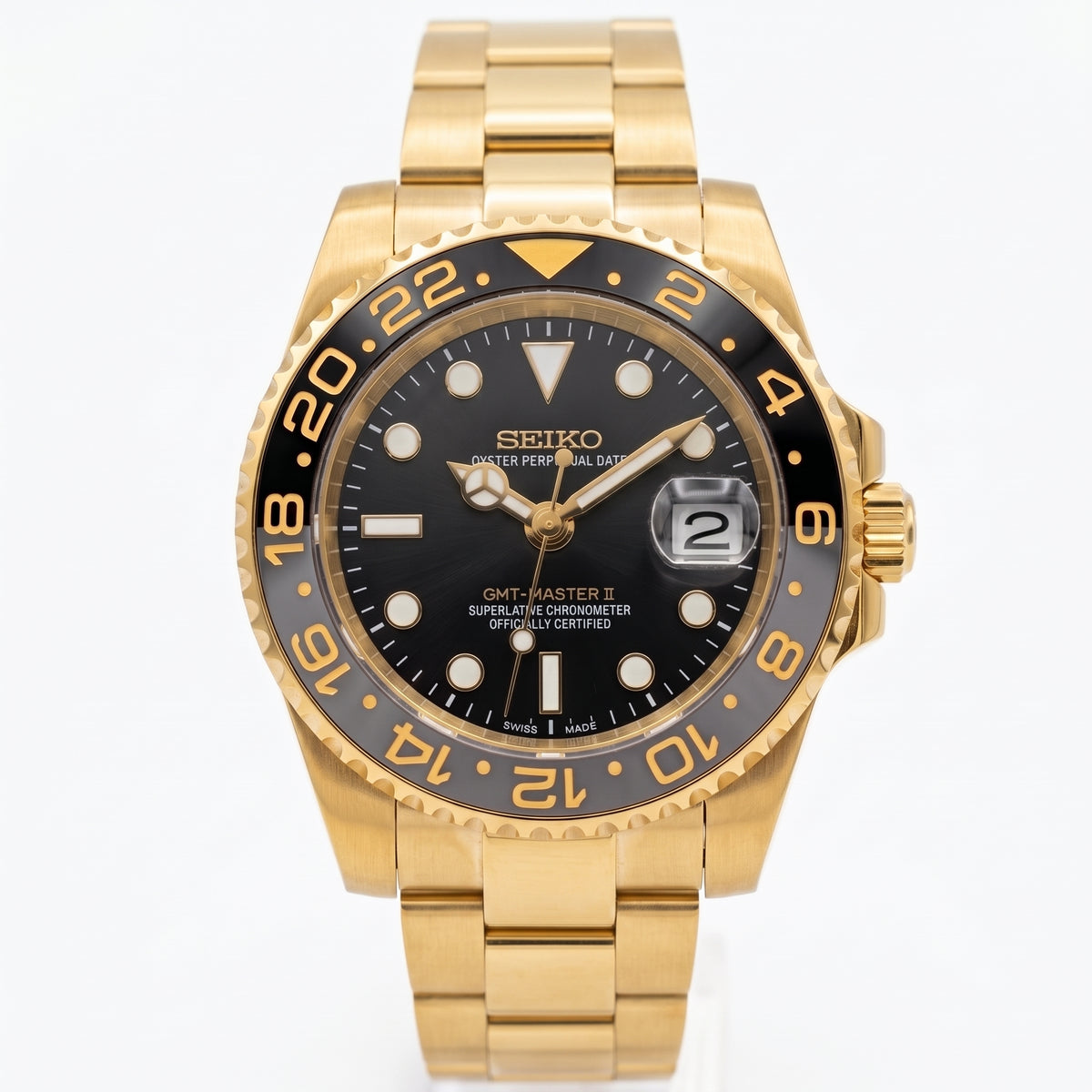 Seikomariner Gold Zombie Seiko mod watch – Oyster bracelet