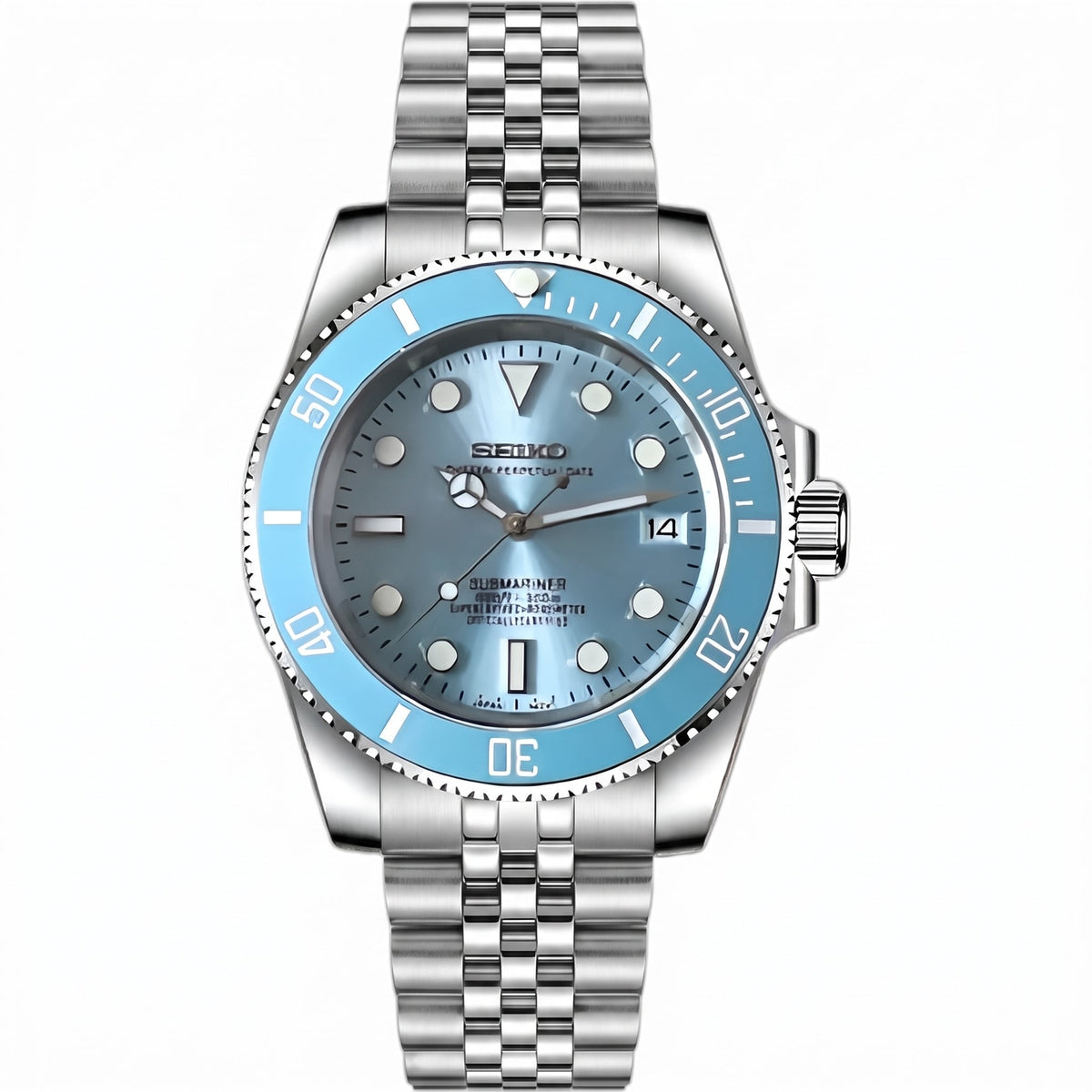 Seikomariner Sky Blue Seiko mod watch – Jubilee bracelet