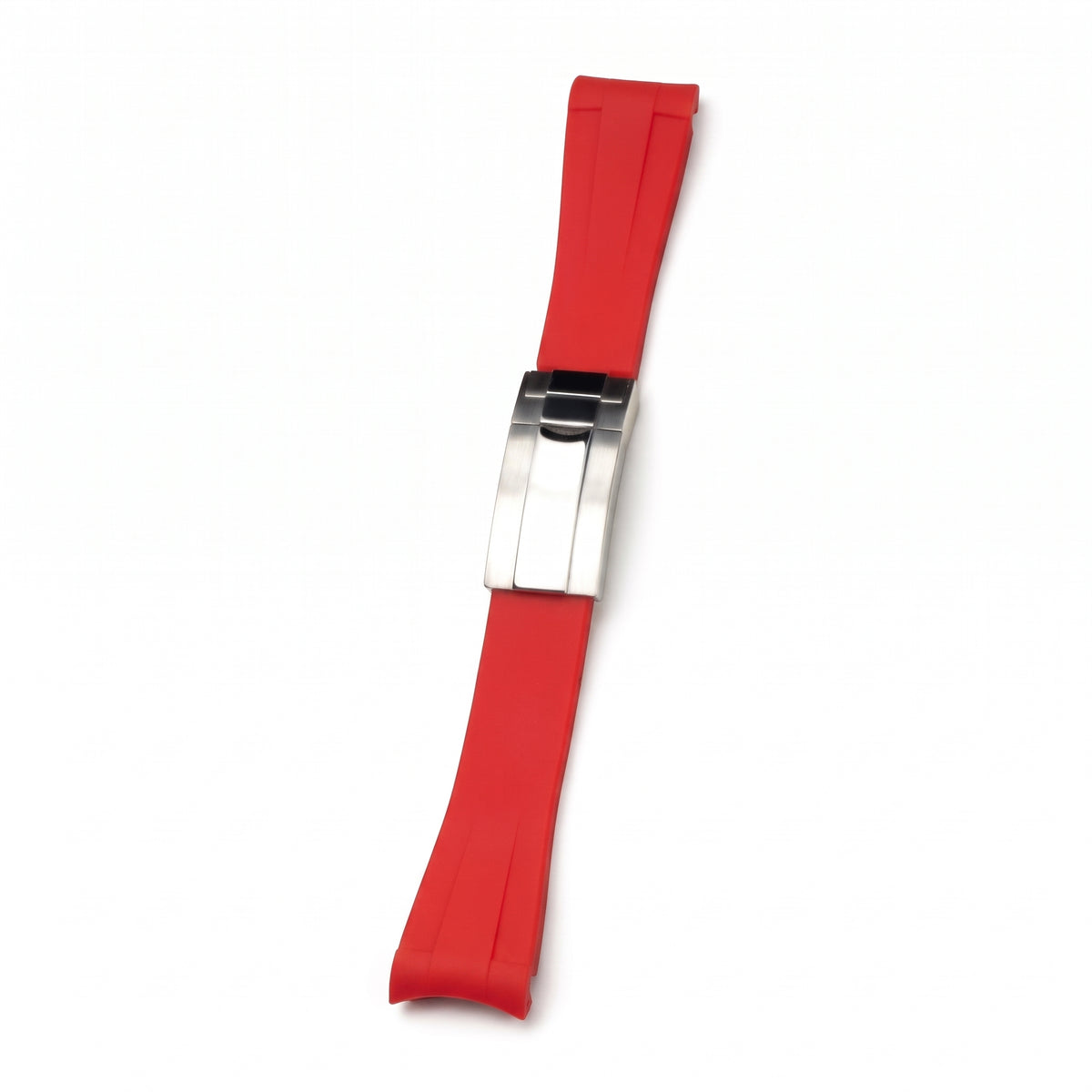 Rubber watch strap in red with folding clasp