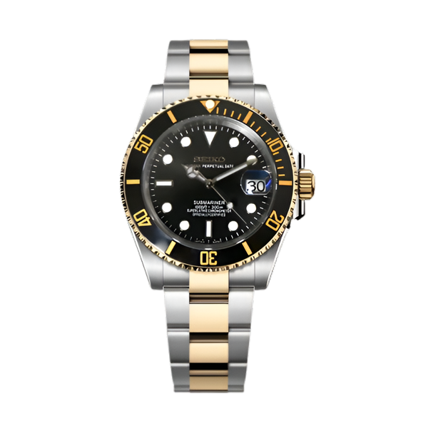 Seikomariner Two-Tone - front dial view | The Golden Mods